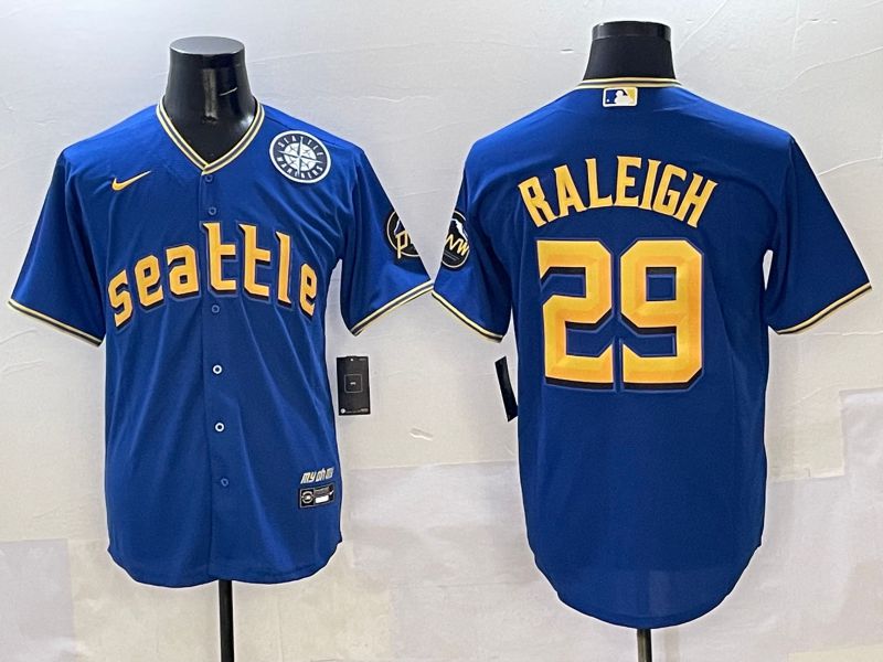 Men Seattle Mariners 29 Raleigh Blue City Edition 2025 Nike MLB Jersey style 5